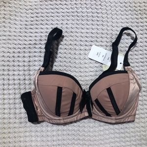 NWT Parfait Charlotte Padded Underwire Bra 28D Dusty Rose/Black